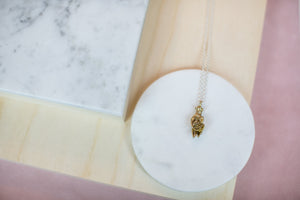 Rose Hand Necklace in Brass or Silver