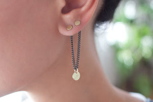 Modern Mini Double Disc Earring with Chain-ONE SIDE ONLY