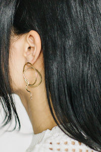 Serpent Earrings in Brass or Silver